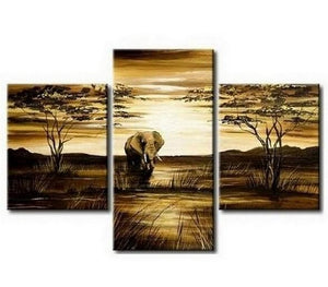 Canvas Art, Home Art Decor, African Art Painting, Dining Room Wall Art, Art on Canvas, Modern Art, Landscape Painting-HomePaintingDecor