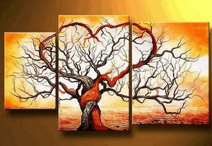 Love Tree Painting, Acrylic Painting for Living Room, 3 Piece Canvas Painting, Tree of Life Painting, Hand Painted Canvas Art-HomePaintingDecor