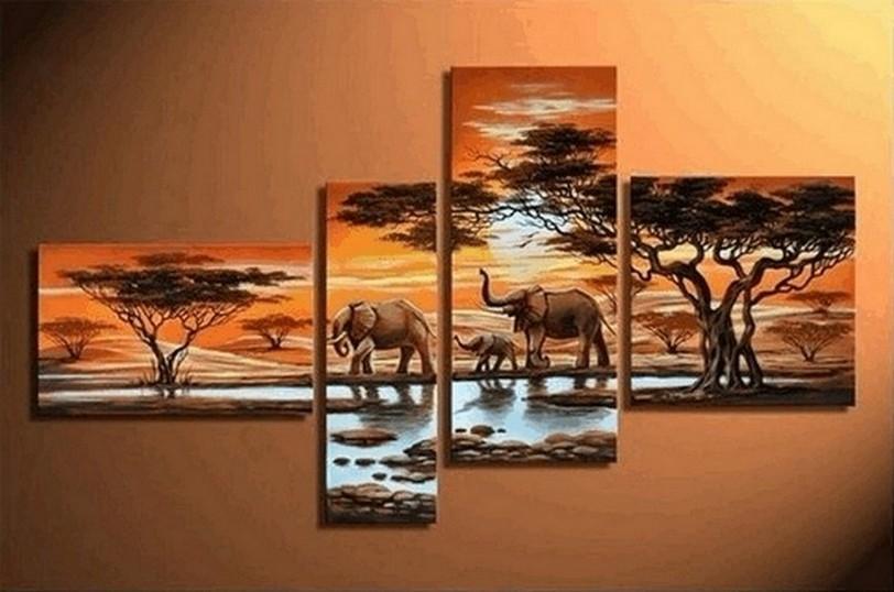 African Painting Sunset Animal Painting, African Painting, Living Room Wall Art, Modern Art, Contemporary Art, Modern Art-HomePaintingDecor