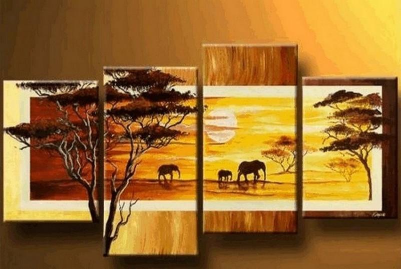African Painting, Sunset Painting, Large Painting for Sale, Hand Painted Canvas Art, Landscape Paintings, Living Room Wall Art Paintings-HomePaintingDecor