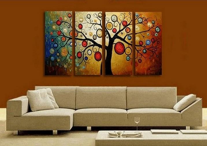 Abstract Painting, Tree of Life Painting, Abstract Art, 4 Piece Canvas Art, Contemporary Art, Modern Art-HomePaintingDecor