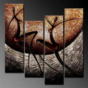 4 Piece Acrylic Painting, Abstract Figure Painting, Bedroom Wall Painting, Acrylic Painting Above Bed, Simple Modern Wall Art-HomePaintingDecor