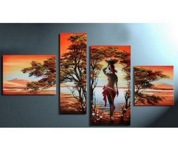 African Girl Painting, Hand Painted Canvas Art, Acrylic Painting on Canvas, African Canvas Painting, Living Room Wall Art Paintings-HomePaintingDecor