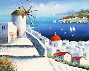 Landscape Painting, Wall Art, Large Painting, Mediterranean Sea Painting, Canvas Painting, Bedroom Art, Oil Painting, Canvas Wall Art-HomePaintingDecor
