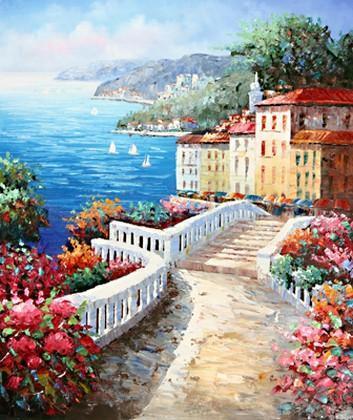Landscape Painting, Wall Art, Canvas Painting, Large Painting, Bedroom Wall Art, Oil Painting, Art Painting, Canvas Art, Seascape Art, Garden Path-HomePaintingDecor