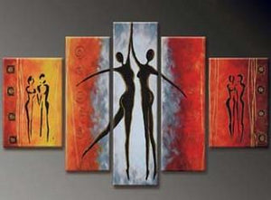 Dancing Figure Painting, Abstract Art, Canvas Painting, Wall Art, Large Art, Abstract Painting, Large Canvas Art, 5 Piece Wall Art, Bedroom Wall Art-HomePaintingDecor