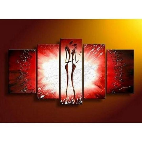Canvas Art, 5 Panel Canvas Art, Abstract Art of Love, Canvas Painting, Wall Art, Lovers Painting-HomePaintingDecor