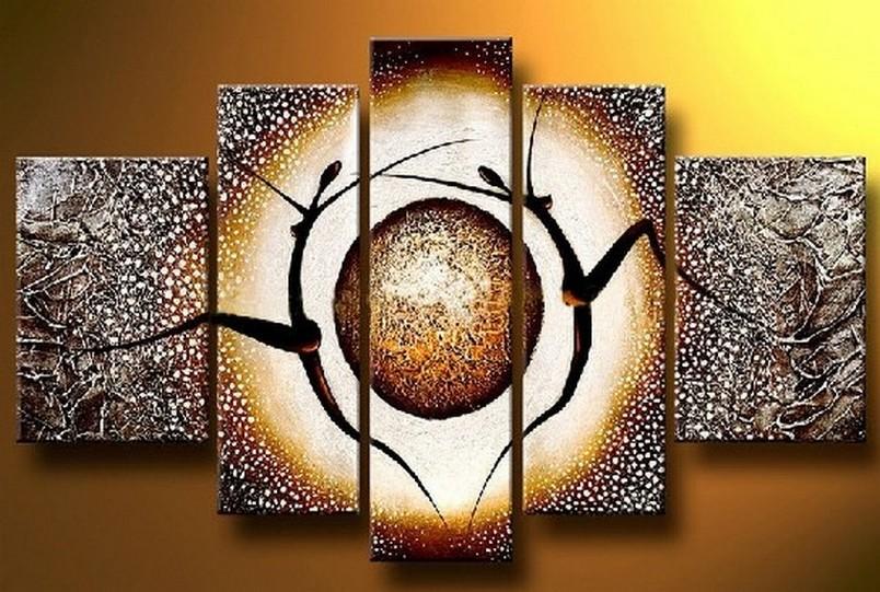 Abstract Acrylic Painting, African Girl Painting, 5 Piece Canvas Painting, Modern Paintings for Living Room, Buy Painting Online-HomePaintingDecor