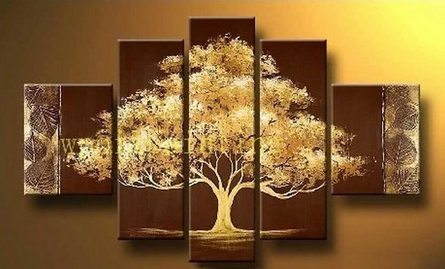 Simple Modern Art, Tree of Life Painting, Acrylic Abstract Painting, 5 Piece Canvas Painting, Acrylic Painting for Bedroom-HomePaintingDecor