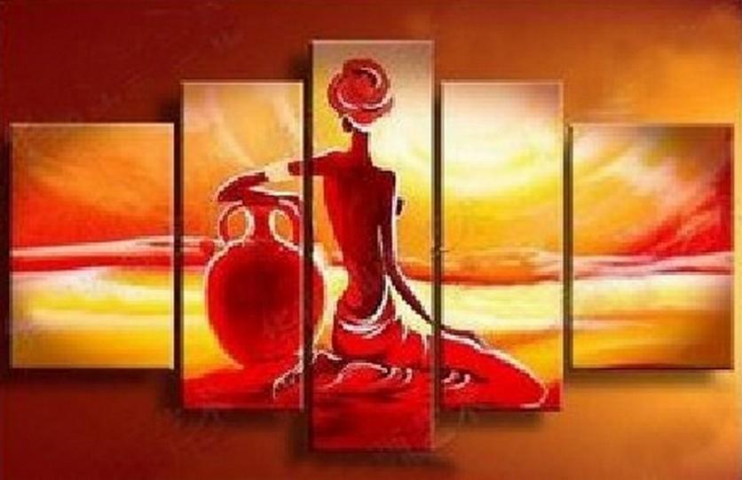 African Canvas Paintings, African Girl Painting, Sunset Painting, Canvas Painting for Living Room, African Woman Painting, Buy Art Online-HomePaintingDecor