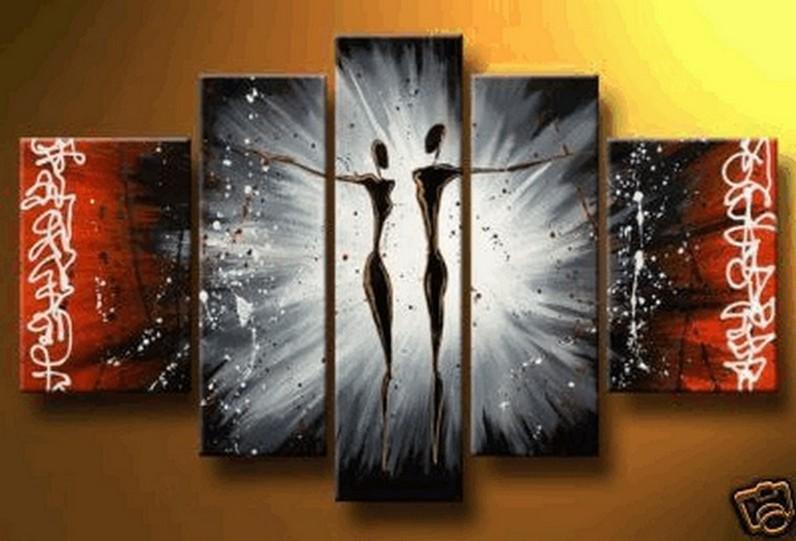 Dancing Figure Painting, Canvas Painting, Wall Art, Large Art, Abstract Painting, 5 Piece Wall Art, Bedroom Wall Art-HomePaintingDecor