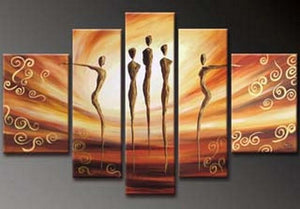 Canvas Art, 5 Piece Canvas Art, Dancing Figure Painting, Abstract Art, Canvas Painting, Wall Art, Large Art, Abstract Painting, Bedroom Wall Art-HomePaintingDecor