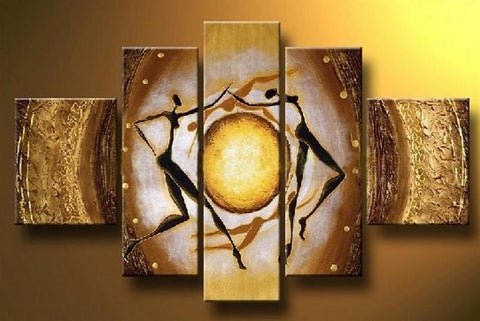 Canvas Painting, Wall Art, Modern Art, Canvas Art, 5 Piece Canvas Art, Dancing Figure Painting, Abstract Painting-HomePaintingDecor