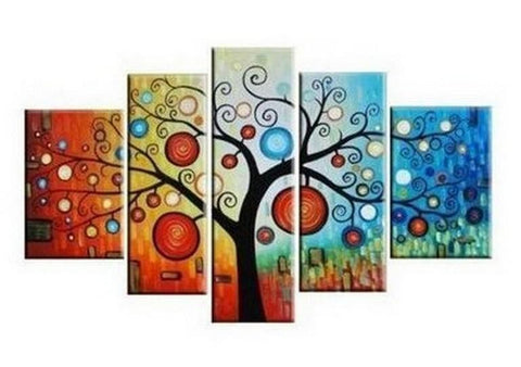 Tree of Life Painting, Abstract Art, Abstract Painting, Large Canvas Art, Heavy Texture Art, Flower Art, Canvas Painting, 5 Piece Wall Art, Modern Art, Acrylic Art-HomePaintingDecor