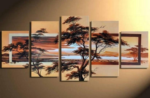 Tree of Life Painting, Ready to Hang, Large Art, Abstract Art, Flower Oil Painting, Abstract Painting, Canvas Painting, 5 Piece Wall Art, Canvas Art Painting-HomePaintingDecor