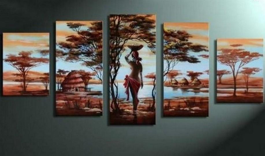 Canvas Painting, Abstract Painting, 5 Piece Canvas Art, Abstract Art, African Art, African Girl Painting, African Woman Painting, Modern Art-HomePaintingDecor