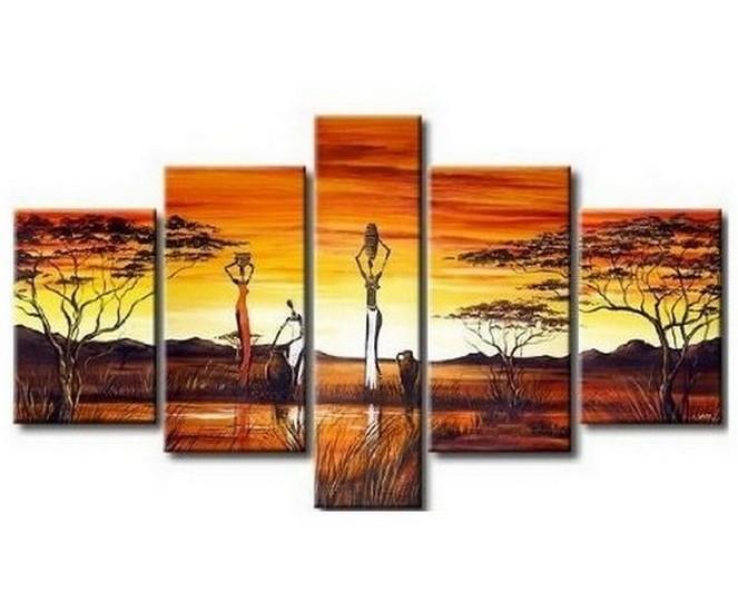 Large Canvas Art, 5 Piece Abstract Art, African Woman Painting, African Girl Painting, Canvas Painting, Abstract Painting, Bedroom Art painting-HomePaintingDecor
