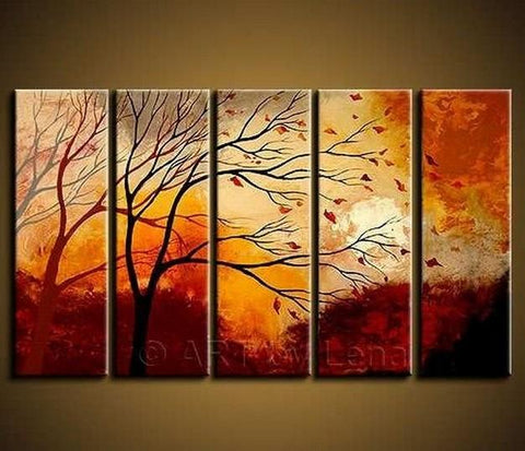 Landscape Painting, Large Wall Art, Abstract Art, Landscape Art, Canvas Painting, Oil Painting, 5 Piece Wall Art, Huge Wall Art, Ready to Hang-HomePaintingDecor