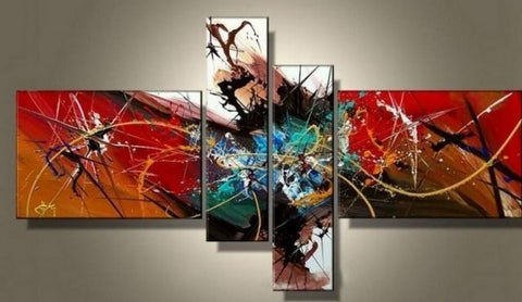 Abstract Modern Painting, 4 Piece Wall Art Paintings, Living Room Canvas Painting, Hand Painted Art, Group Painting for Sale-HomePaintingDecor