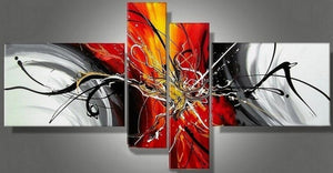 Simple Canvas Art Painting, Modern Abstract Painting, Acrylic Painting for Living Room, 4 Piece Wall Art, Contemporary Acrylic Paintings-HomePaintingDecor