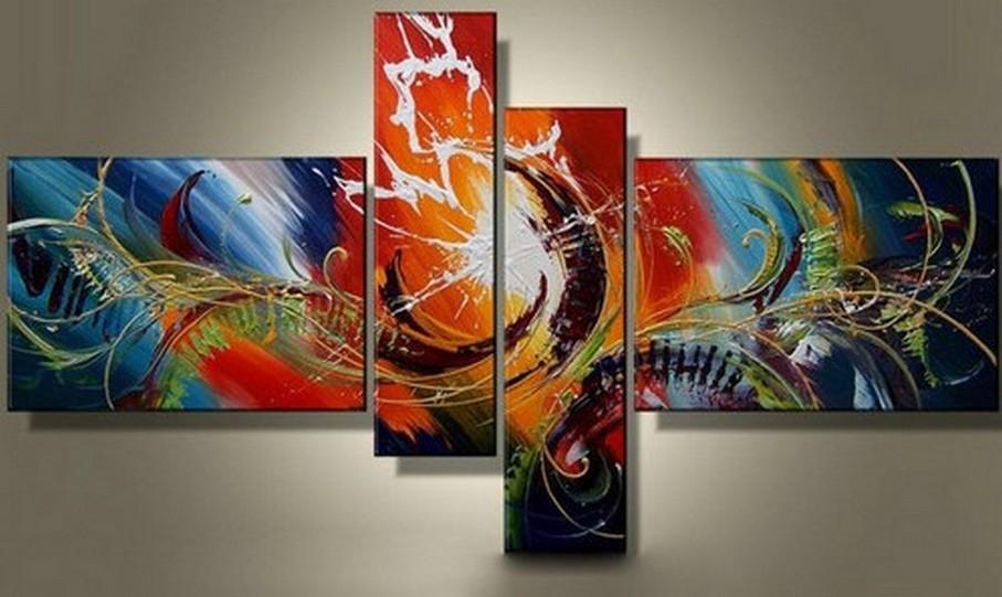 Modern Acrylic Painting, Large Wall Art Paintings, 4 Panel Wall Art Ideas, Abstract Lines Painting, Living Room Canvas Painting, Hand Painted Canvas Art-HomePaintingDecor