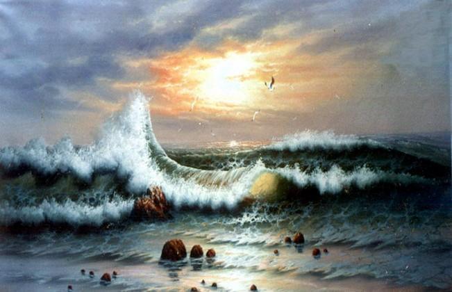Seascape Art, Sunrise Painting, Canvas Art, pacific Ocean, Big Wave, Canvas Painting, Large Wall Art, Large Painting, Canvas Oil Painting, Canvas Art-HomePaintingDecor