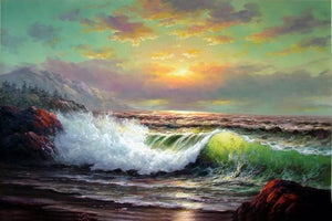 pacific Ocean, Sunset Painting, Canvas Painting, Seascape Art, Hand Painted Art, Canvas Art, Large Wall Art, Large Painting, Canvas Oil Painting, Canvas Wall Art-HomePaintingDecor
