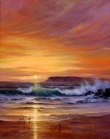 Seascape Art, pacific Ocean, Big Wave, Sunset Painting, Canvas Art, Canvas Painting, Large Wall Art, Large Painting, Canvas Oil Painting, Canvas Art-HomePaintingDecor