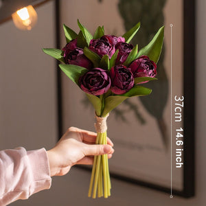 Purple Tulip Flowers, Bedroom Flower Arrangement Ideas, Spring Artificial Floral for Dining Room Table, Simple Modern Floral Arrangement Ideas for Home Decoration-HomePaintingDecor