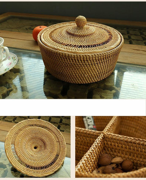 Indonesia Woven Storage Basket, Small Food and Snacks Basket, Kitchen Storage Basket, Storage Basket for Dining Room-HomePaintingDecor