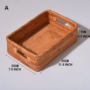 Rectangular Storage Baskets for Pantry, Rattan Storage Basket for Shelves, Storage Baskets for Kitchen, Woven Storage Baskets-HomePaintingDecor