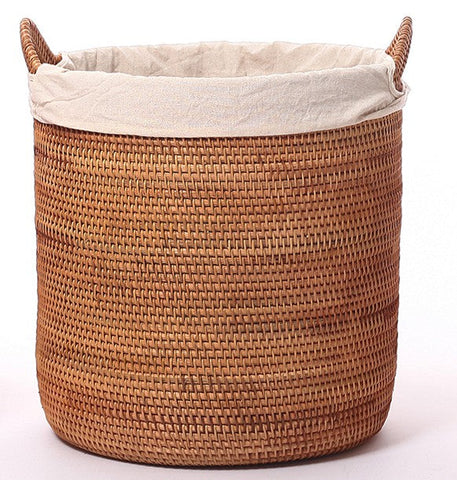 Large Storage Baskets for Bathroom, Round Storage Baskets with Handle, Rattan Storage Baskets, Laundry Storage Baskets, Storage Baskets for Clothes-HomePaintingDecor