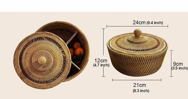 Indonesia Woven Storage Basket, Small Food and Snacks Basket, Kitchen Storage Basket, Storage Basket for Dining Room-HomePaintingDecor