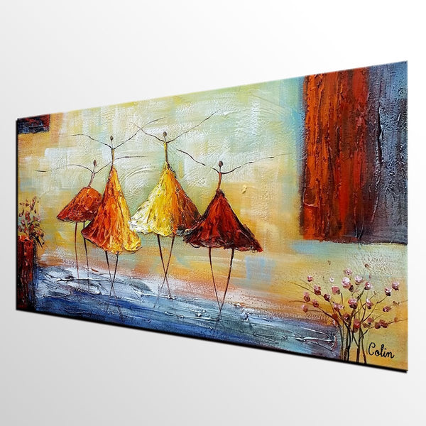 Abstract Modern Painting, Ballet Dancer Painting, Dancing Painting, Heavy Texture Art Paintings, Acrylic Painting for Dining Room,Custom Art-HomePaintingDecor