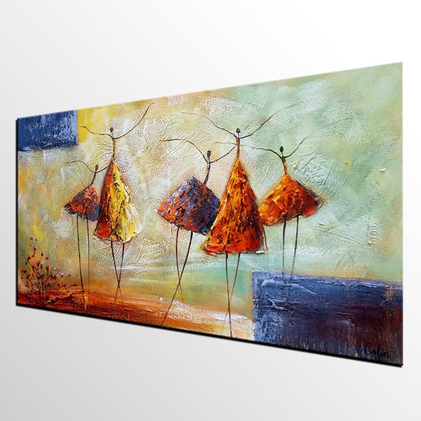 Dancing Painting, Heavy Texture Painting, Ballet Dancer Painting, Custom Large Painting for Sale, Paintings for Bedroom, Buy Wall Art Online-HomePaintingDecor