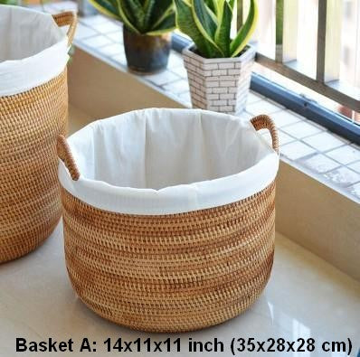 Extra Large Rattan Storage Baskets, Oversized Laundry Storage Baskets, Round Storage Baskets, Storage Baskets for Clothes, Storage Baskets for Bathroom-HomePaintingDecor