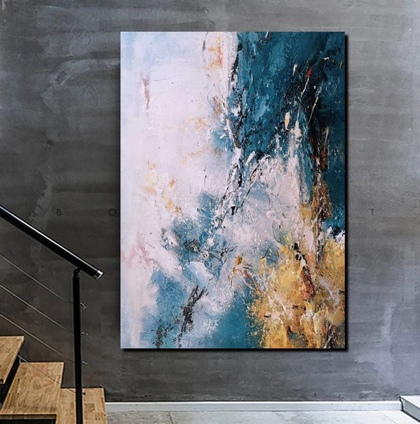 Modern Paintings for Living Room, Simple Modern Art, Blue Abstract Canvas Painting, Contemporary Acrylic Paintings, Large Wall Art Paintings-HomePaintingDecor
