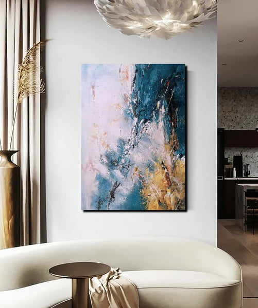 Modern Paintings for Living Room, Simple Modern Art, Blue Abstract Canvas Painting, Contemporary Acrylic Paintings, Large Wall Art Paintings-HomePaintingDecor