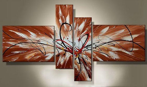 Modern Abstract Art, Bedroom Canvas Painting, Abstract Painting on Canvas, 4 Piece Abstract Art, Dining Room Wall Art for Sale-HomePaintingDecor