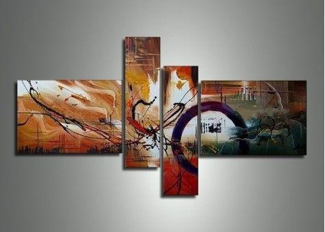 Large Canvas Painting, Abstract Acrylic Painting, Modern Canvas Art Paintings, 4 Piece Abstract Art, Dining Room Wall Art Paintings-HomePaintingDecor