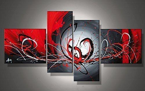 Simple Abstract Painting, Modern Abstract Paintings, Black and Red Wall Art Paintings, Living Room Canvas Painting, Buy Art Online-HomePaintingDecor
