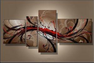 Wall Hanging, Extra Large Painting, Living Room Wall Art, 4 Panel Modern Art, Extra Large Art-HomePaintingDecor