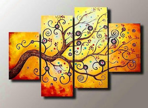 Abstract Art Painting, Large Painting on Canvas, Tree of Life Canvas Art, Bedroom Canvas Paintings, 4 Piece Canvas Art, Buy Paintings Online-HomePaintingDecor