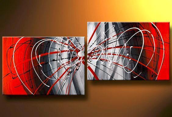 Large Art, Black and Red Canvas Painting, Abstract Art, Wall Art, Wall Hanging, Bedroom Wall Art-HomePaintingDecor