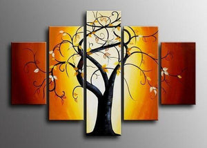 Abstract Canvas Painting, Extra Large Wall Art Paintings for Living Room, 5 Piece Canvas Paintings, Tree of Life Painting, Buy Paintings Online-HomePaintingDecor