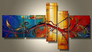 Large Wall Art, Abstract Painting, Huge Wall Art, Acrylic Art, 5 Panel Wall Painting, Hand Painted Art, Group Painting-HomePaintingDecor