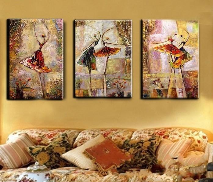 Abstract Acrylic Paintings, Ballet Dancer Painting, Canvas Painting for Bedroom, 3 Panel Wall Art Paintings, Large Painting on Canvas-HomePaintingDecor