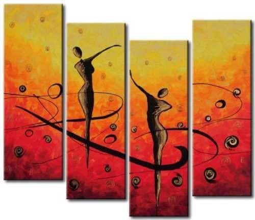Ready to Hang Painting, Abstract Modern Art, Bedroom Wall Paintings, Abstract Figure Art, Abstract Painting on Canvas, 4 Piece Wall Art Ideas-HomePaintingDecor