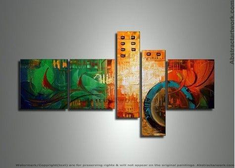 Group Painting, Canvas Painting, Large Wall Art, Abstract Painting, Huge Wall Art, Acrylic Art, Abstract Art, 5 Piece Wall Painting-HomePaintingDecor