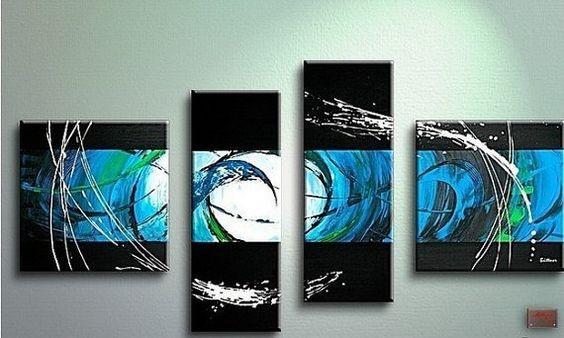 Modern Art, Living Room Wall Decor, 4 Piece Canvas Painting, Abstract Wall Art, Extra Large Art, Art on Canvas-HomePaintingDecor